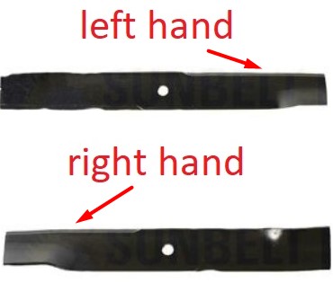 left hand and right hand mower blade