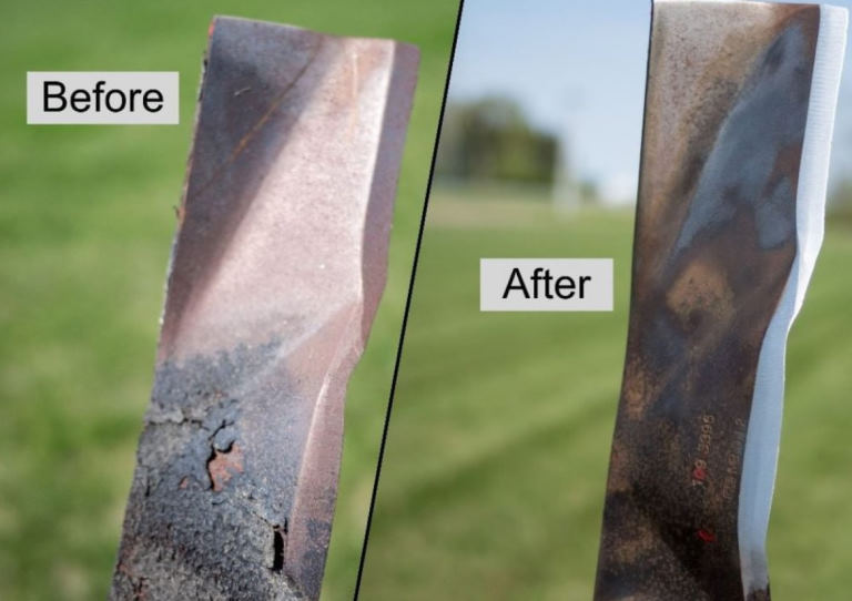 mower blade before and after sharpening