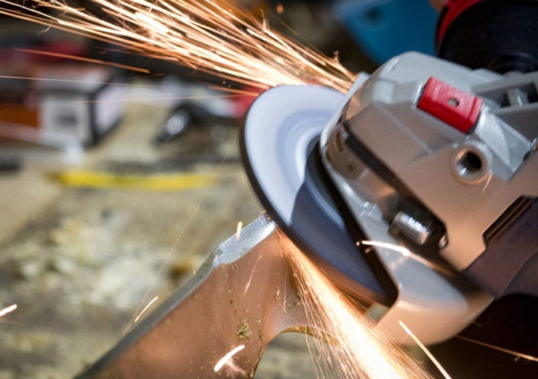 sharpen mower blades with angle grinder